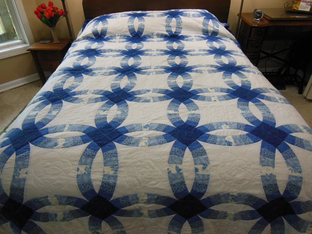 All Blue Double Wedding Ring Quilt Made Just For U